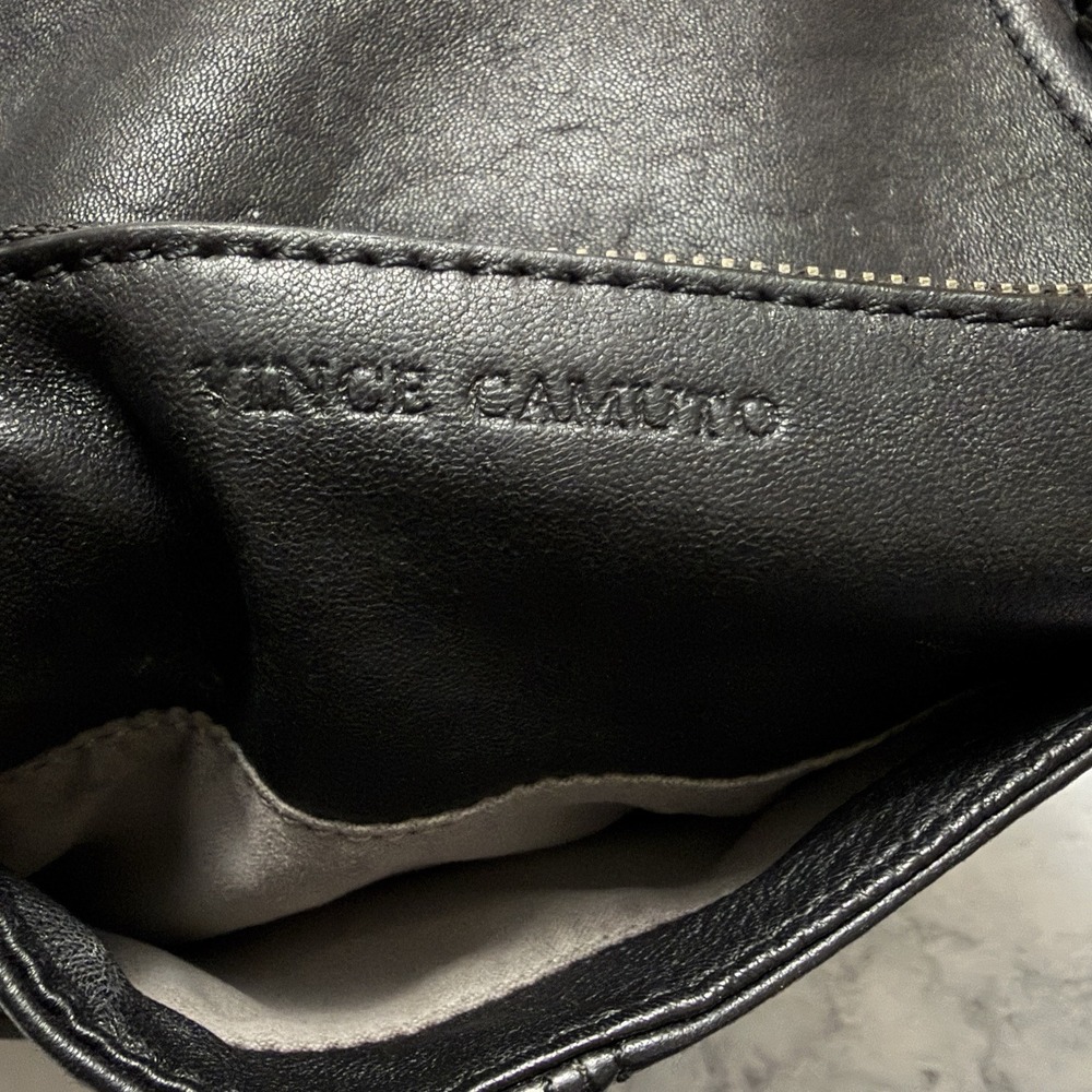 Vince Camuto The Patch Purse Black Leather Bag Handbag - Picture 7 of 10